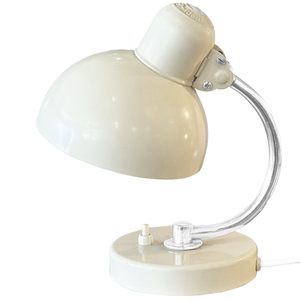 Cream-colored vintage desk lamp.