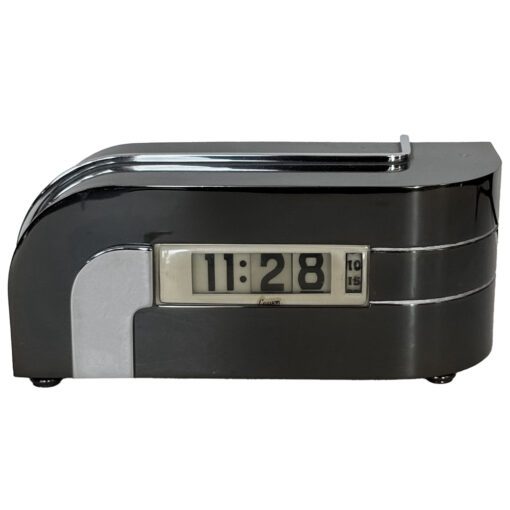 Art Deco Streamline Zephyr Clock in Black Chrome