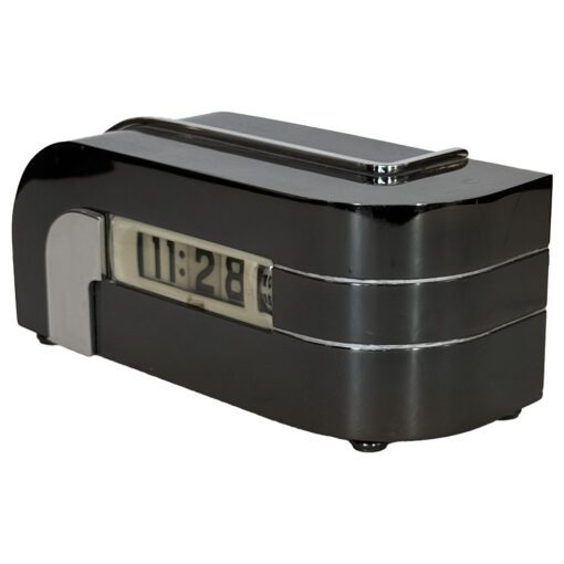 Art Deco Streamline Zephyr Clock in Black Chrome - Image 4