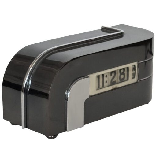 Art Deco Streamline Zephyr Clock in Black Chrome - Image 2