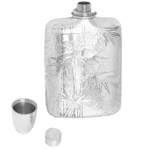 Sterling Handmade Flask with Attached Shot Glass by T. Muto 1930's - Image 2