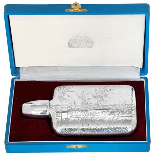 Sterling Handmade Flask with Attached Shot Glass by T. Muto 1930's - Image 4