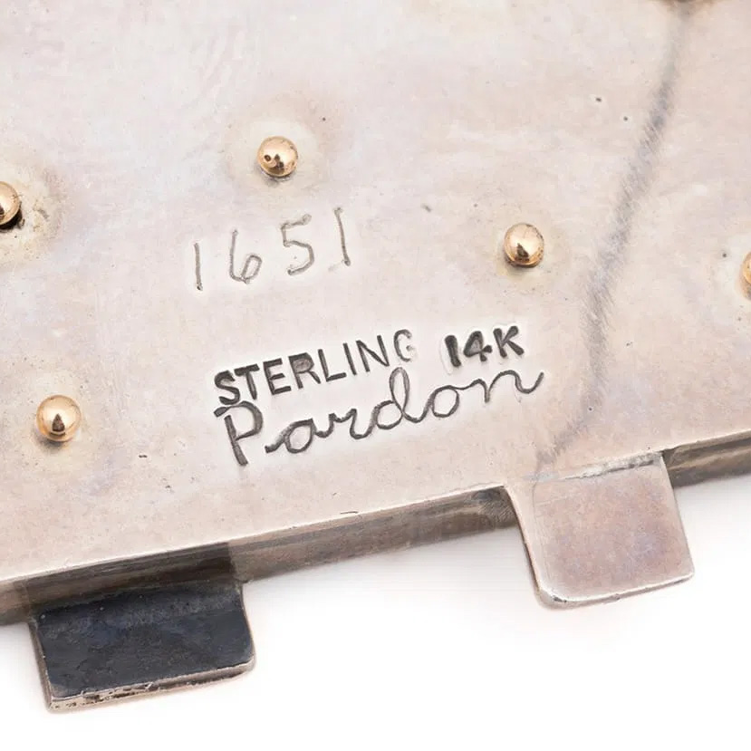 Earl Pardon Sterling, 14k, Enamel, Aquamarine and Ruby Broach - Image 4