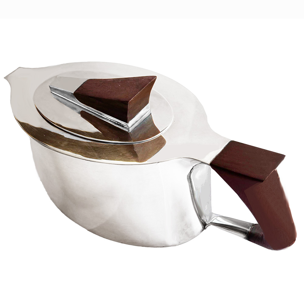 Sterling and Rosewood Modernist 1930's Teapot - Image 5
