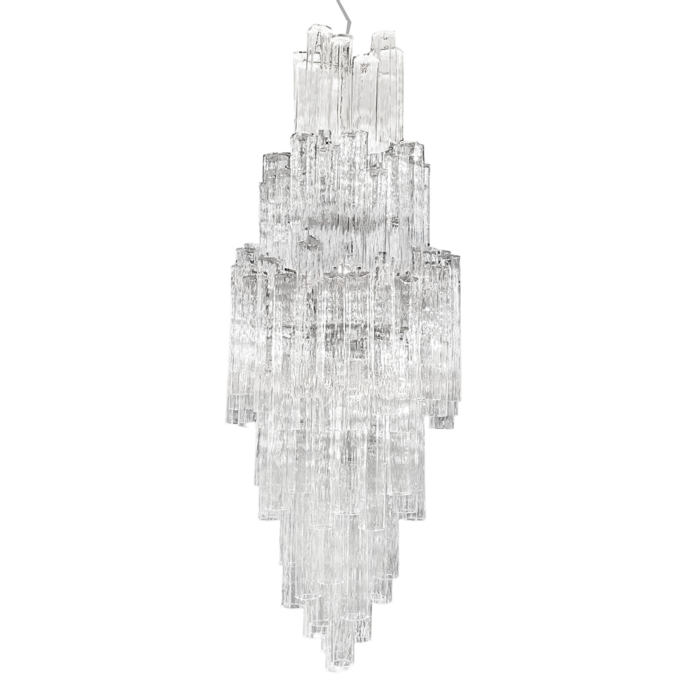 Rare Murano Clear Tronchi Glass Chandelier