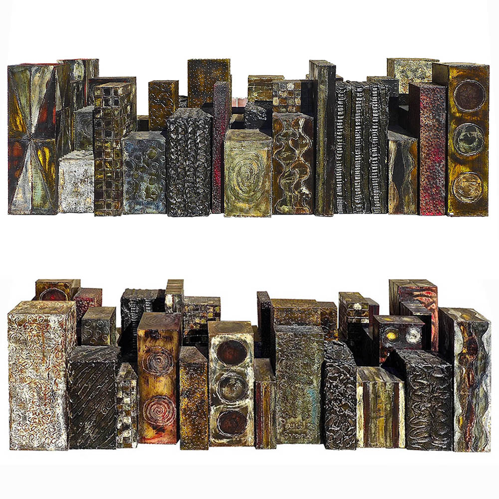 Monumental Skyline Table Base, Signed Paul Evans 