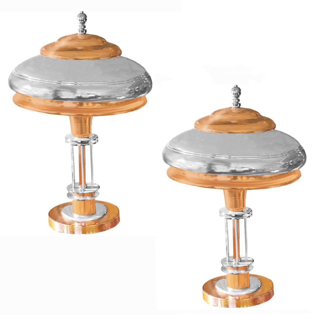 Pr. Streamline Art Deco Table Lamps by Markel 1930's