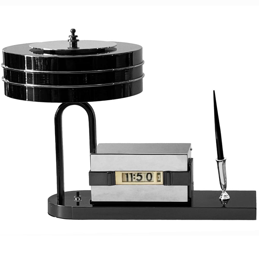 Rare Early Art Deco Lawson Clock-Lamp Combo