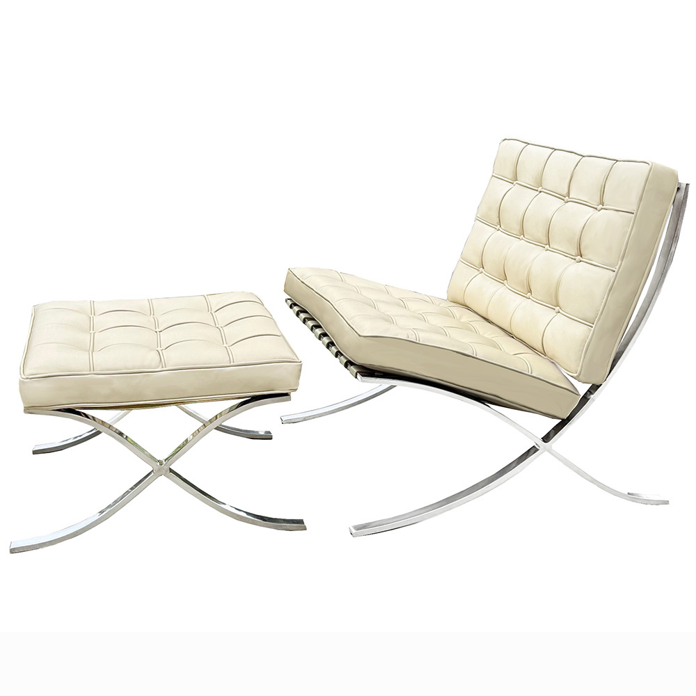 Early Knoll Products Barcelona Chair w/ Ottoman