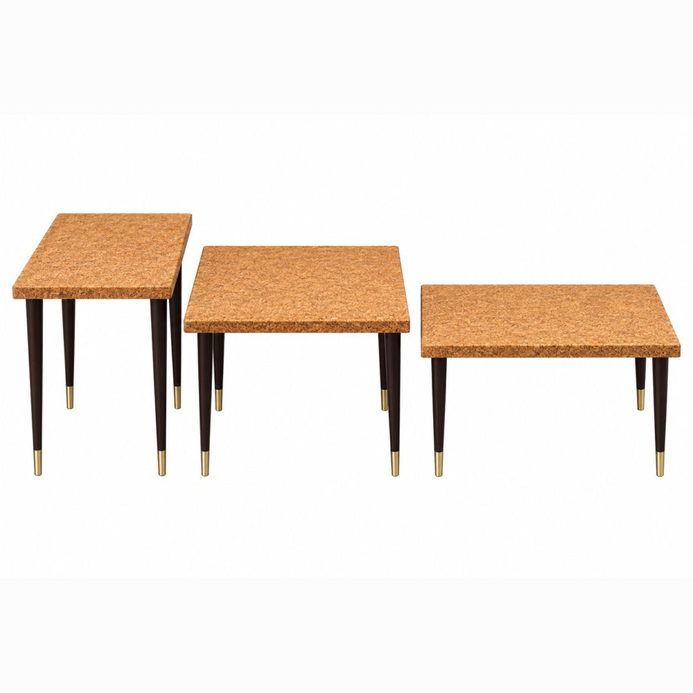 Set of 3 Cork Top Paul T. Frankl Nesting Tables - Image 4