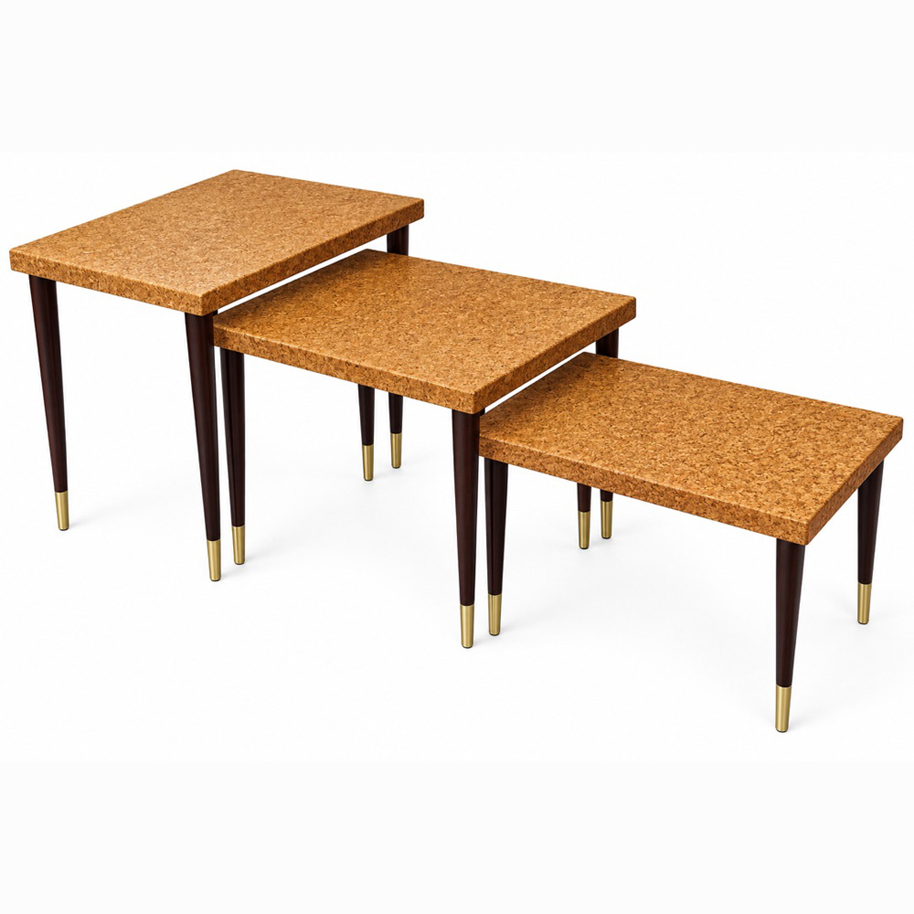 Set of 3 Cork Top Paul T. Frankl Nesting Tables