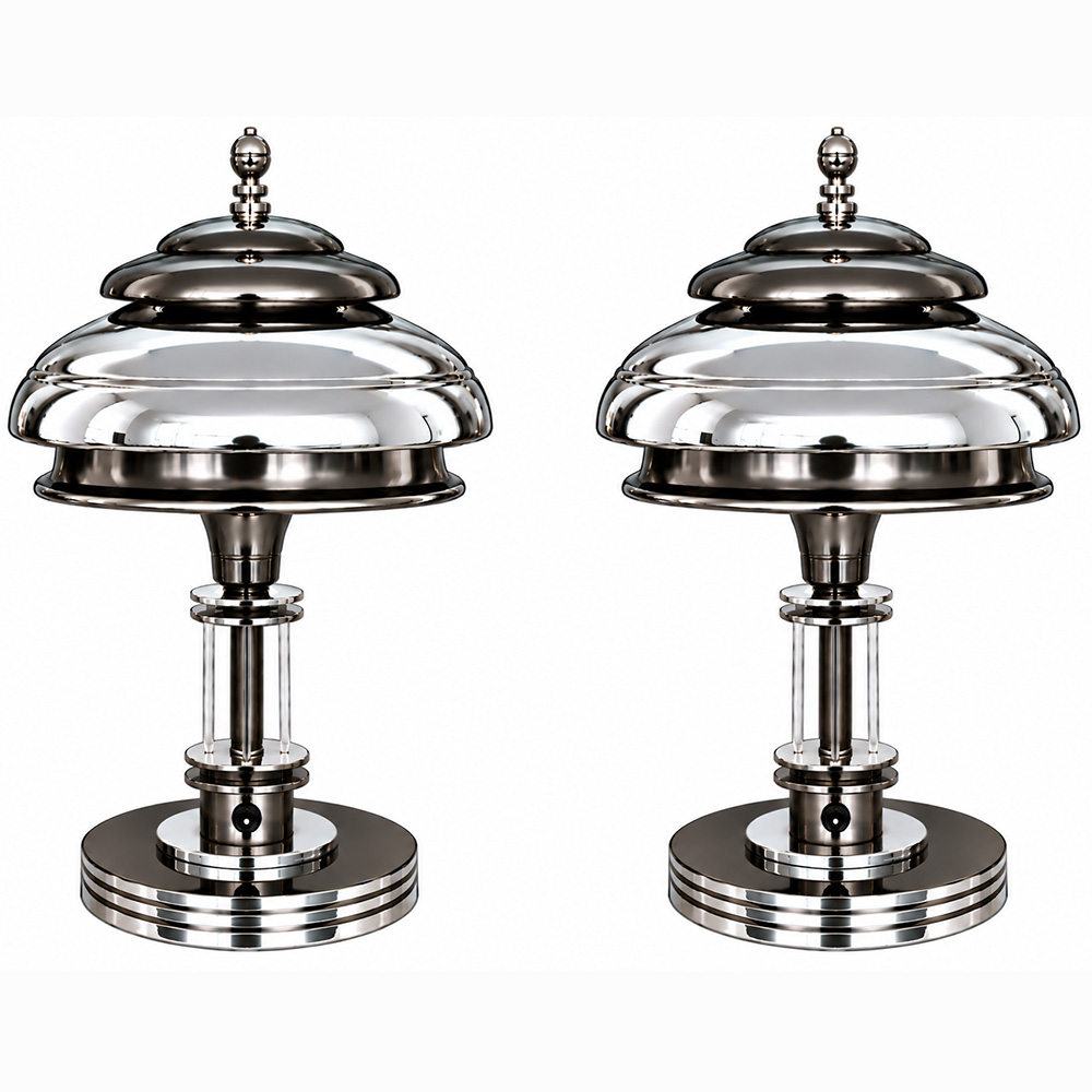 Pr. Streamline Art Deco Table Lamps by Markel Corporation 1930's